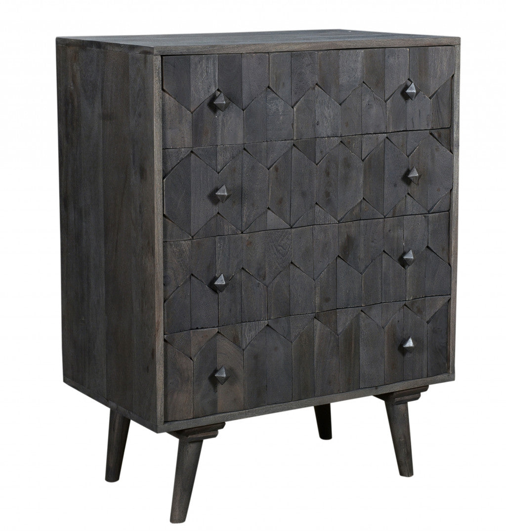 Dark Gray Solid Wood Four Drawer Dresser image 2