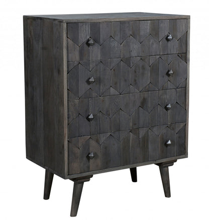 Dark Gray Solid Wood Four Drawer Dresser image 2