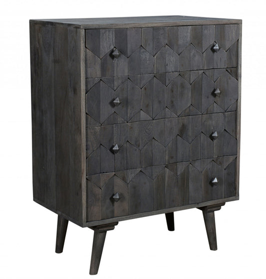 Dark Gray Solid Wood Four Drawer Dresser image 2