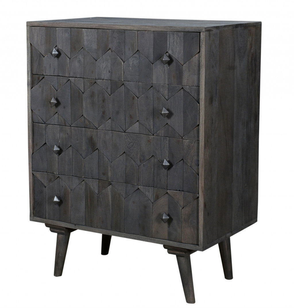 Dark Gray Solid Wood Four Drawer Dresser image 5
