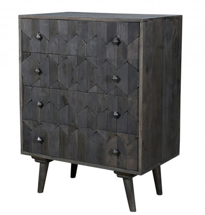Dark Gray Solid Wood Four Drawer Dresser image 5