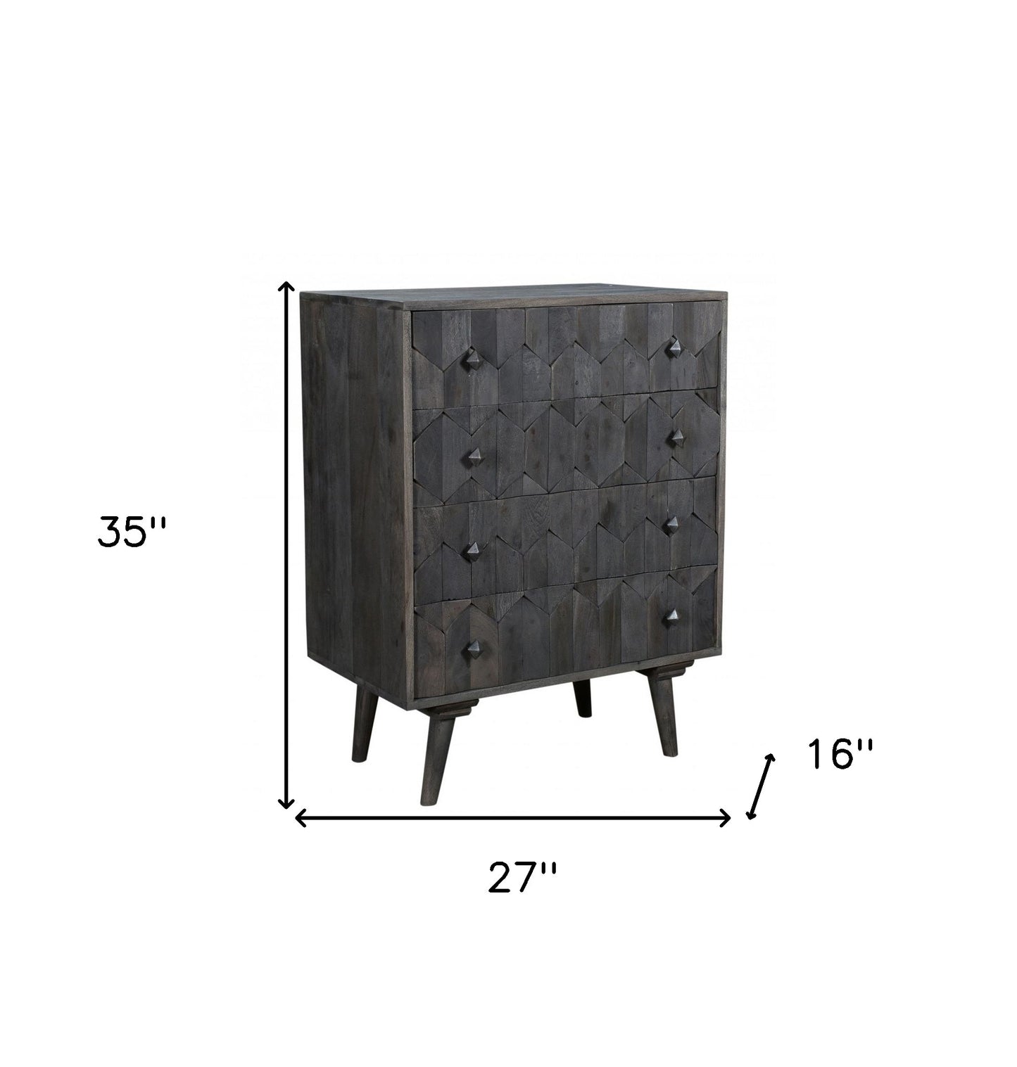 Dark Gray Solid Wood Four Drawer Dresser image 6