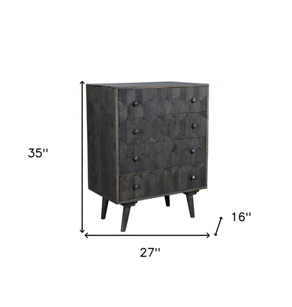 Dark Gray Solid Wood Four Drawer Dresser image 6