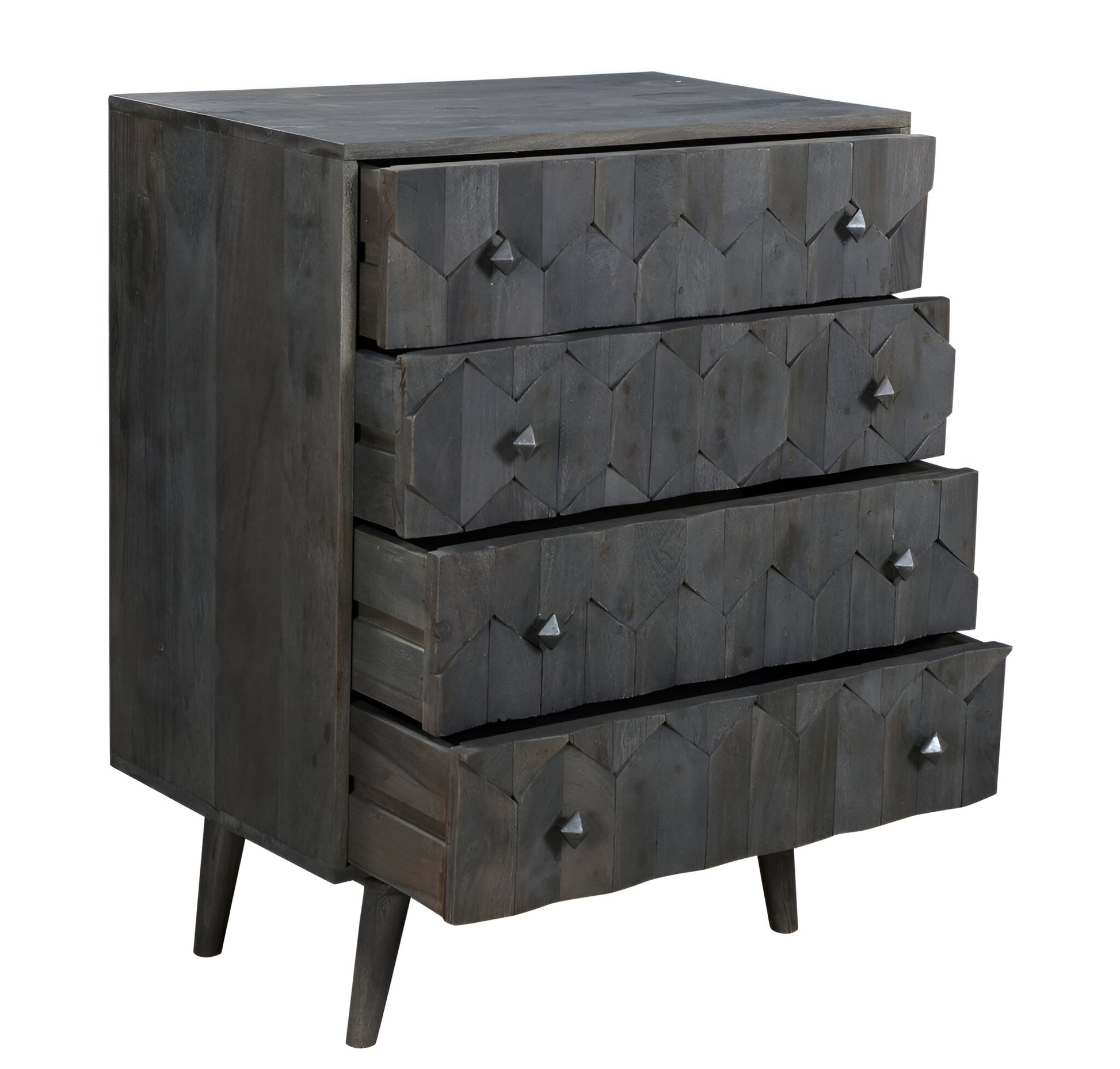 Dark Gray Solid Wood Four Drawer Dresser image 3