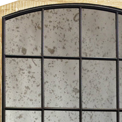Brown Arch Solid Wood Framed Antiqued Glass Full Length Hanging Mirror