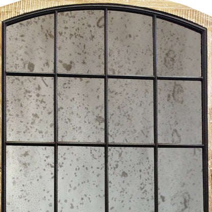 Brown Arch Solid Wood Framed Antiqued Glass Full Length Hanging Mirror
