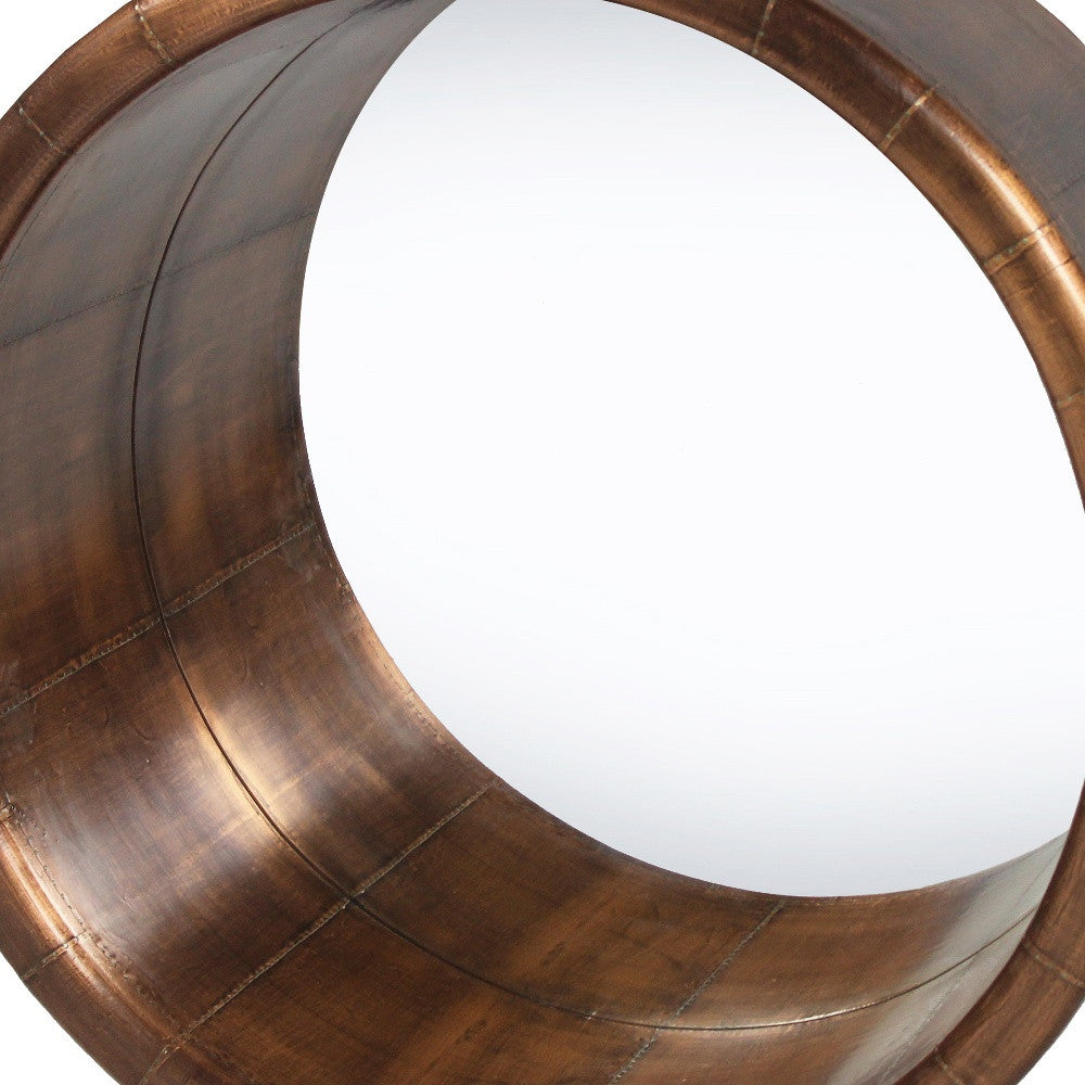 Copper Round Metal Accent Mirror