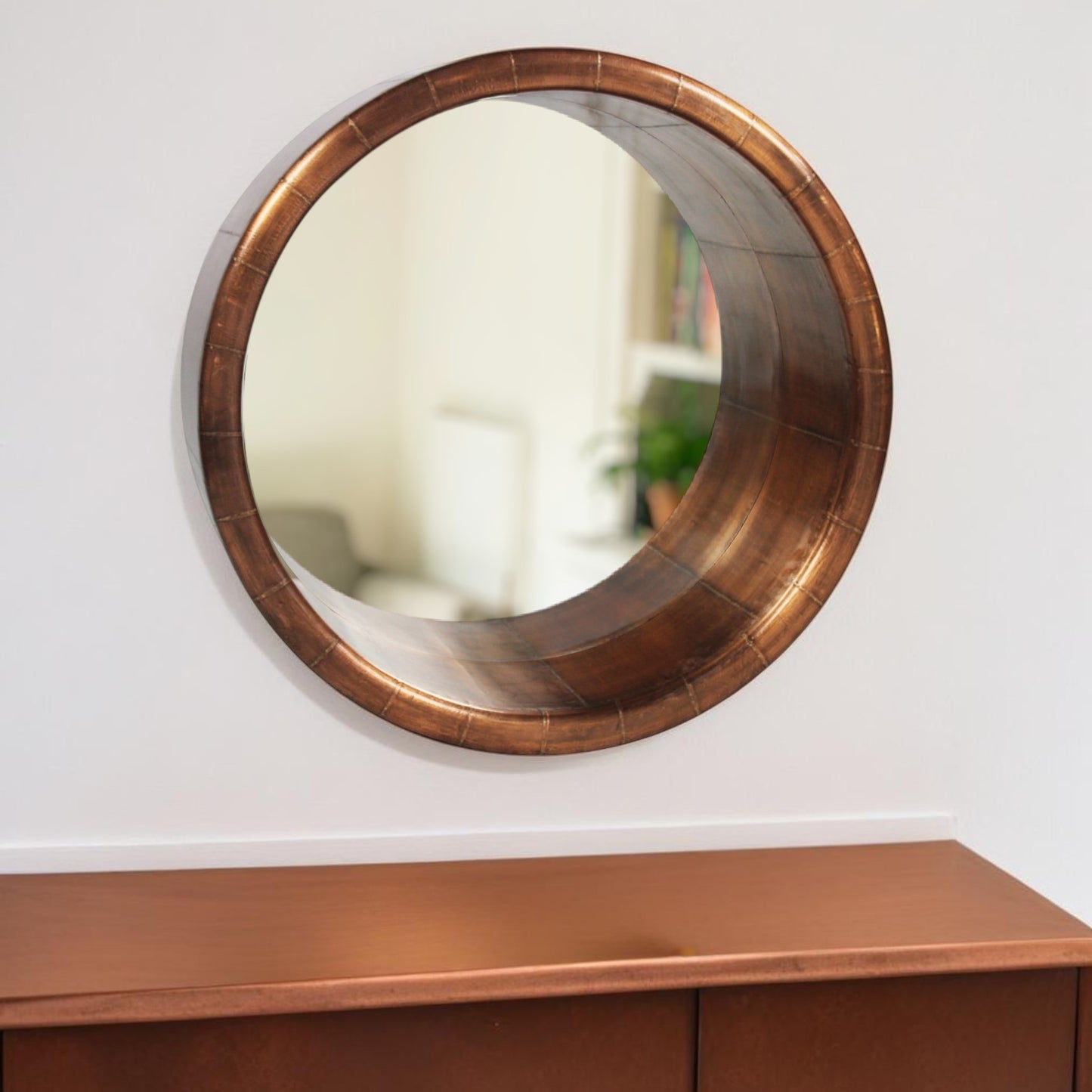 Copper Round Metal Accent Mirror