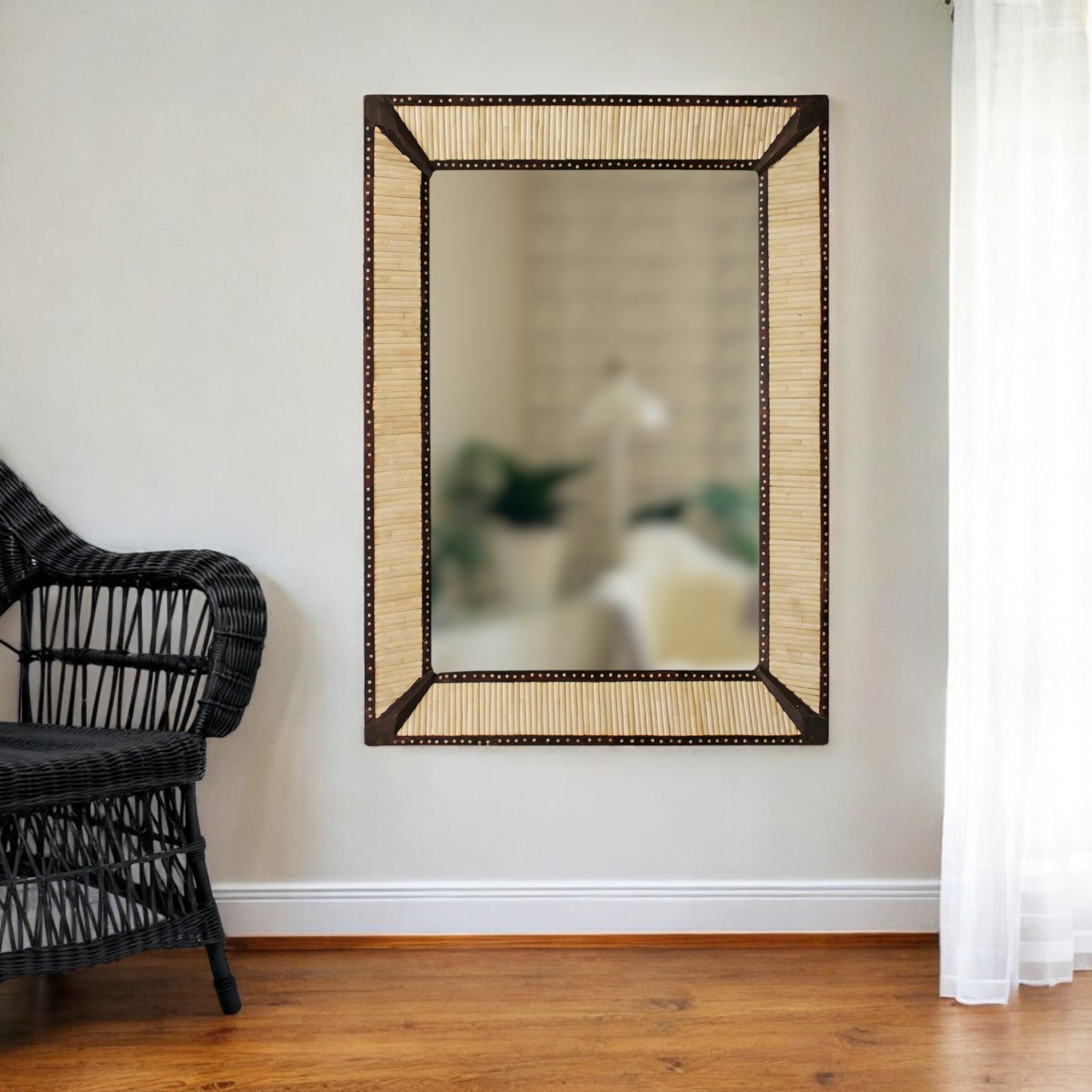 Bone Inlay Framed Accent Mirror