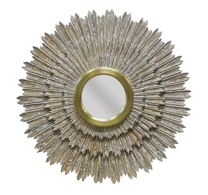 Antiqued Gold Sunburst Framed Accent Mirror