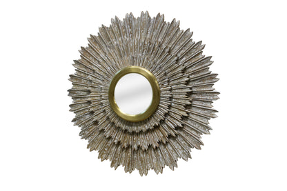 Antiqued Gold Sunburst Framed Accent Mirror