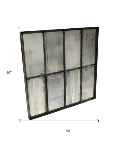 Black Square Metal Framed Accent Mirror