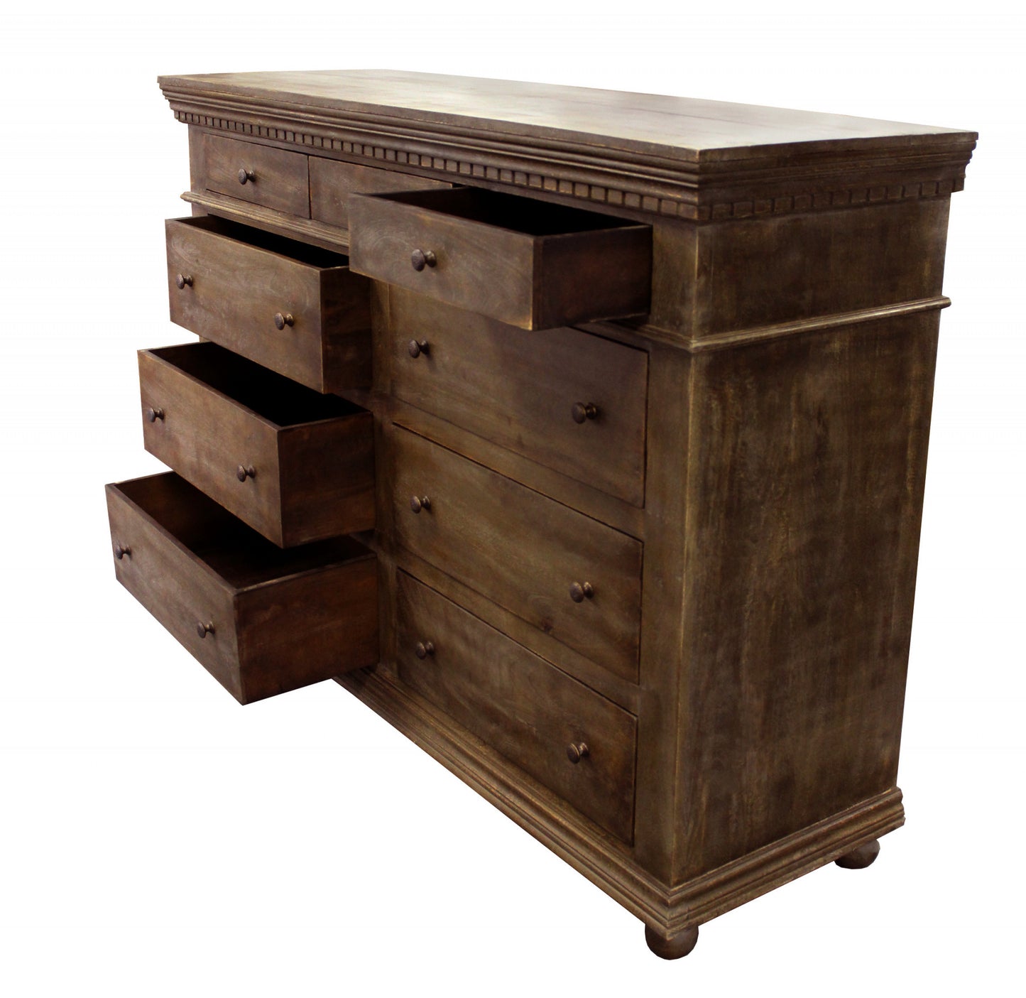 Grey Wood 5-Drawer Chest