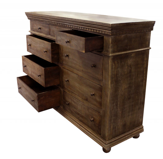 Grey Wood 5-Drawer Chest