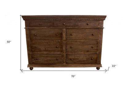Grey Wood 5-Drawer Chest