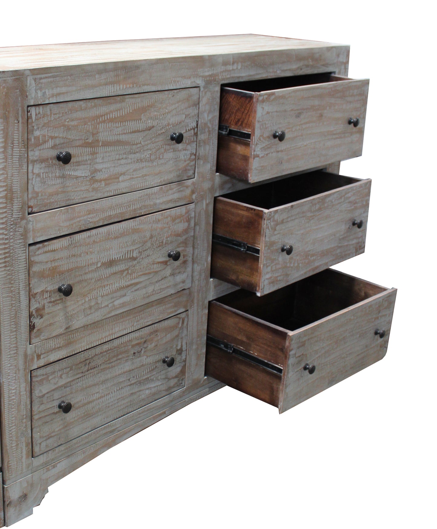 Dark Walnut And Grey Wood 5-Drawer Chest