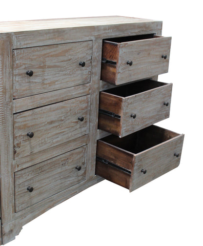 Dark Walnut And Grey Wood 5-Drawer Chest