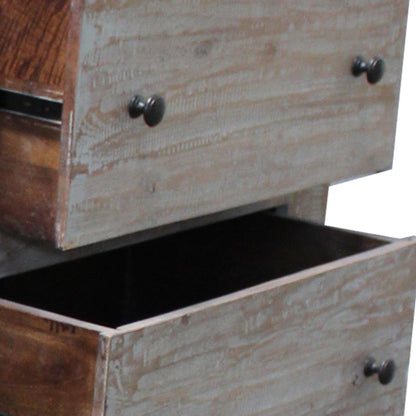 Dark Walnut And Grey Wood 5-Drawer Chest