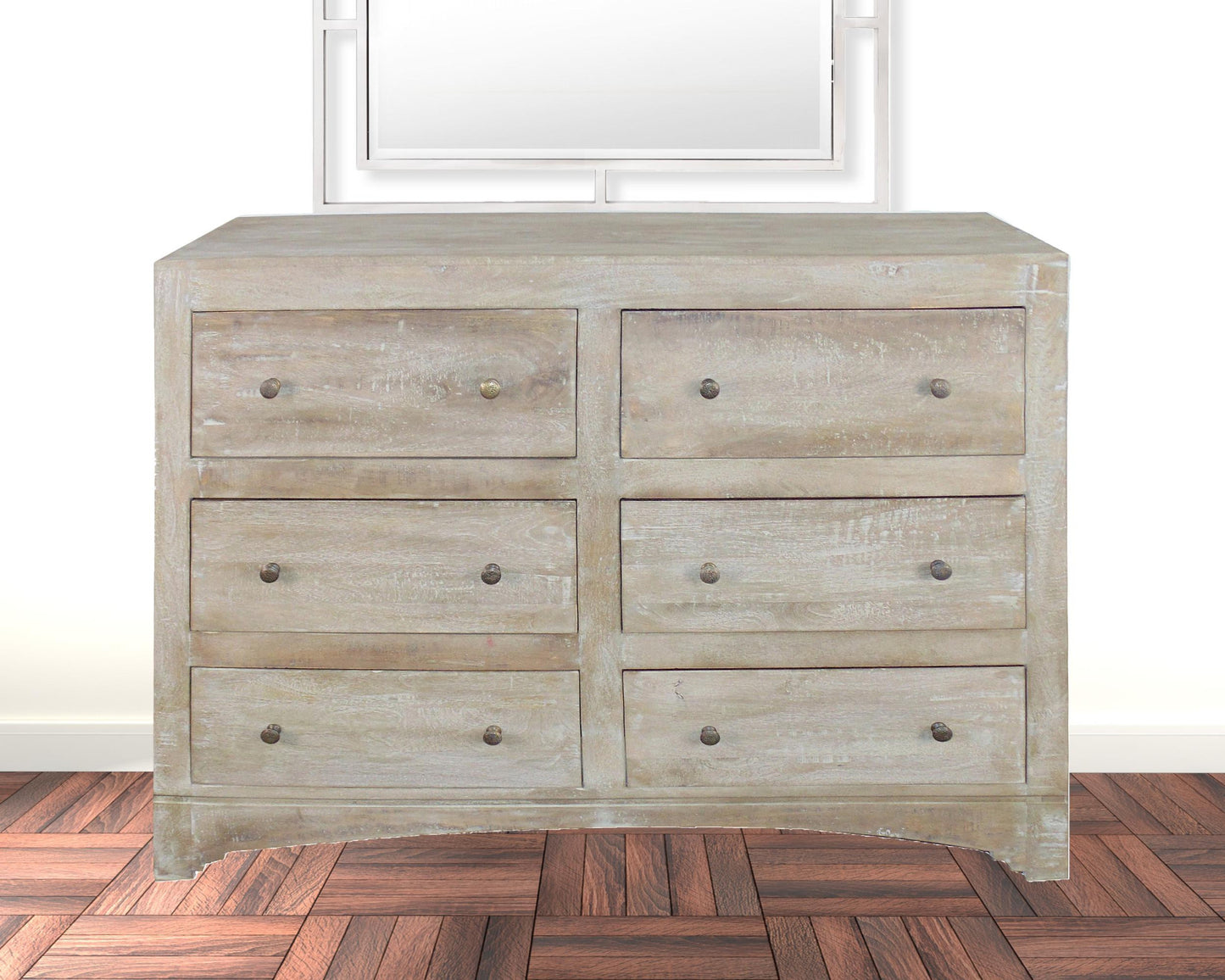 Dark Walnut And Grey Wood 5-Drawer Chest