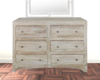 Dark Walnut And Grey Wood 5-Drawer Chest