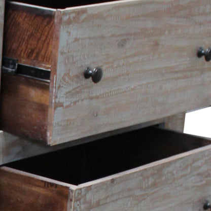 Dark Walnut And Grey Wood 5-Drawer Chest