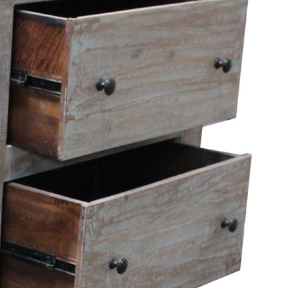 Dark Walnut And Grey Wood 5-Drawer Chest