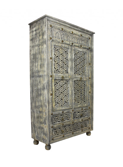 Grey Wood 5-Drawer Chest