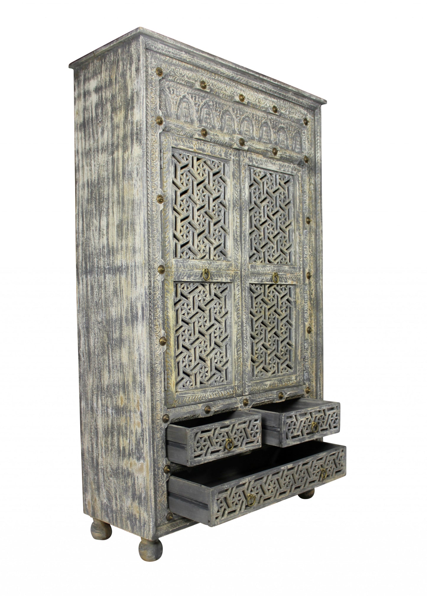 Grey Wood 5-Drawer Chest
