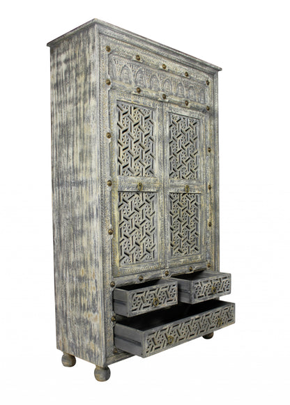 Grey Wood 5-Drawer Chest