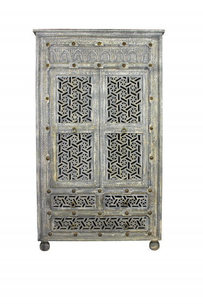 Grey Wood 5-Drawer Chest