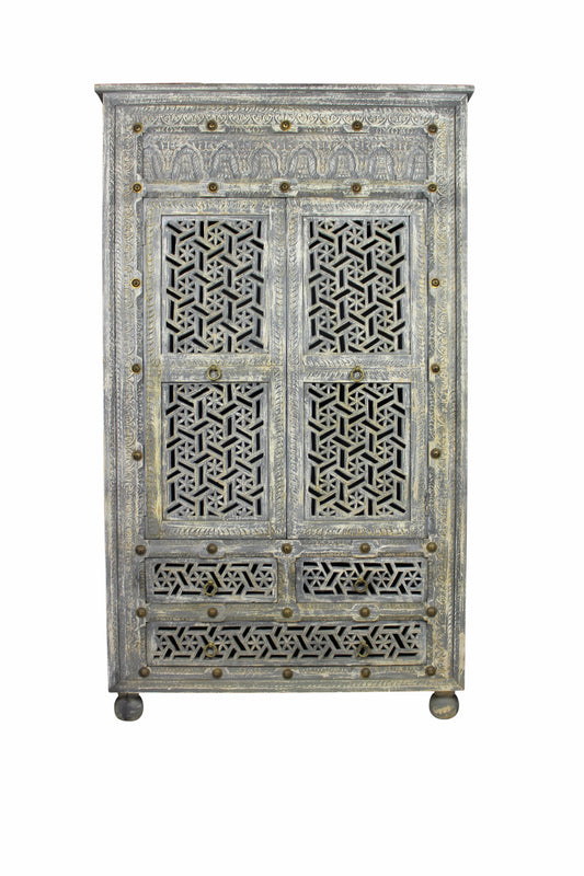 Grey Wood 5-Drawer Chest