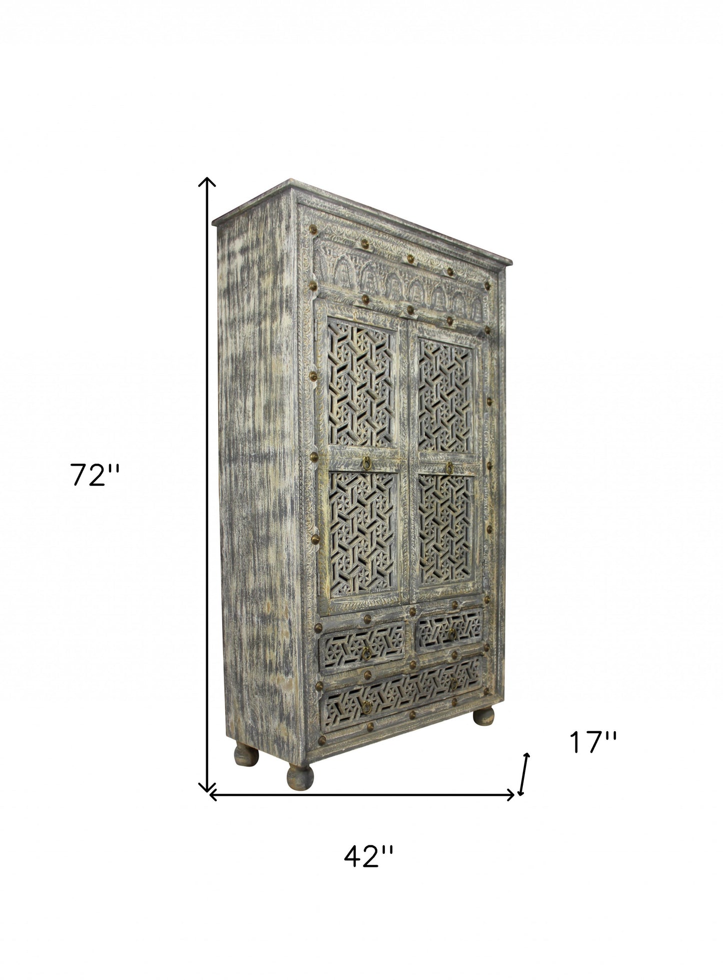 Grey Wood 5-Drawer Chest