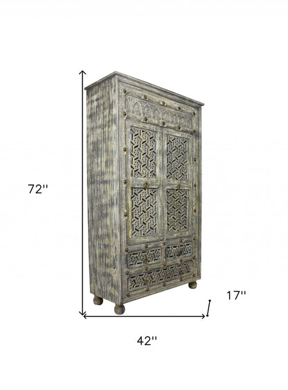 Grey Wood 5-Drawer Chest