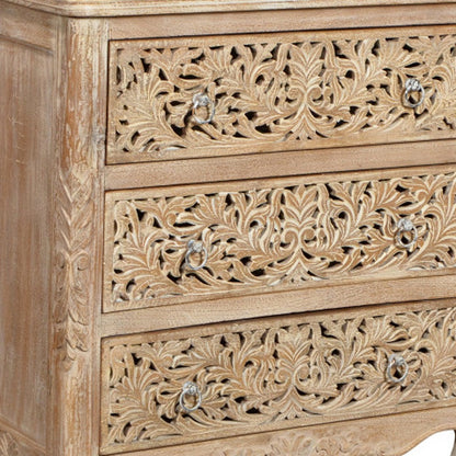 Antiqued White Solid Wood Three Drawer Dresser image 3