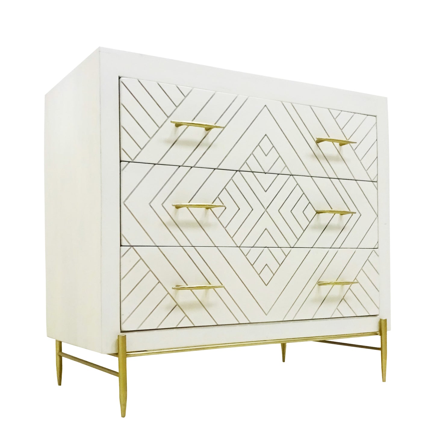 Ivory Solid Wood Three Drawer Dresser image 3