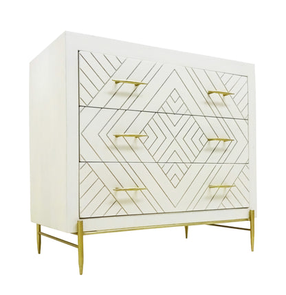 Ivory Solid Wood Three Drawer Dresser image 3