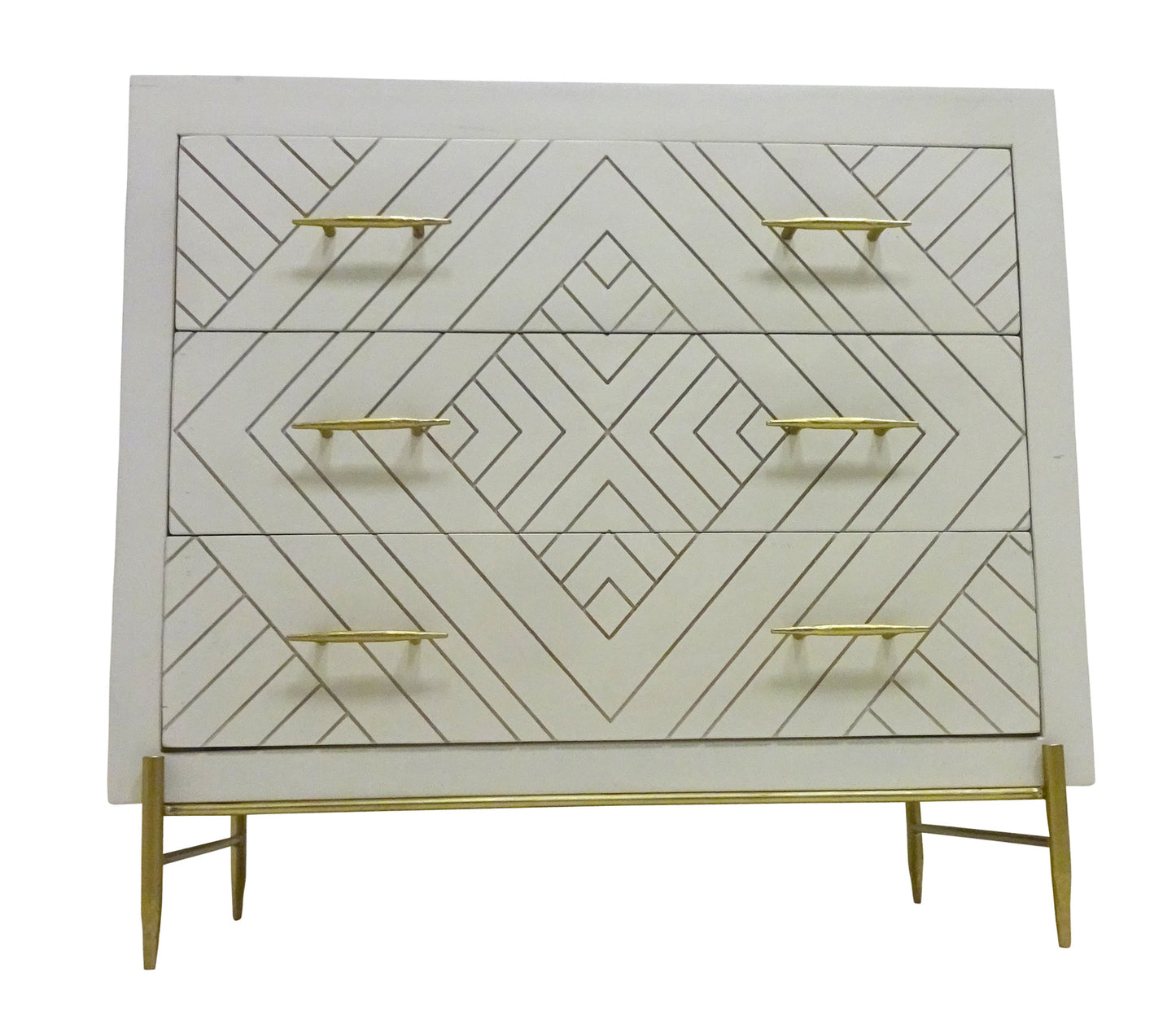 Ivory Solid Wood Three Drawer Dresser image 2