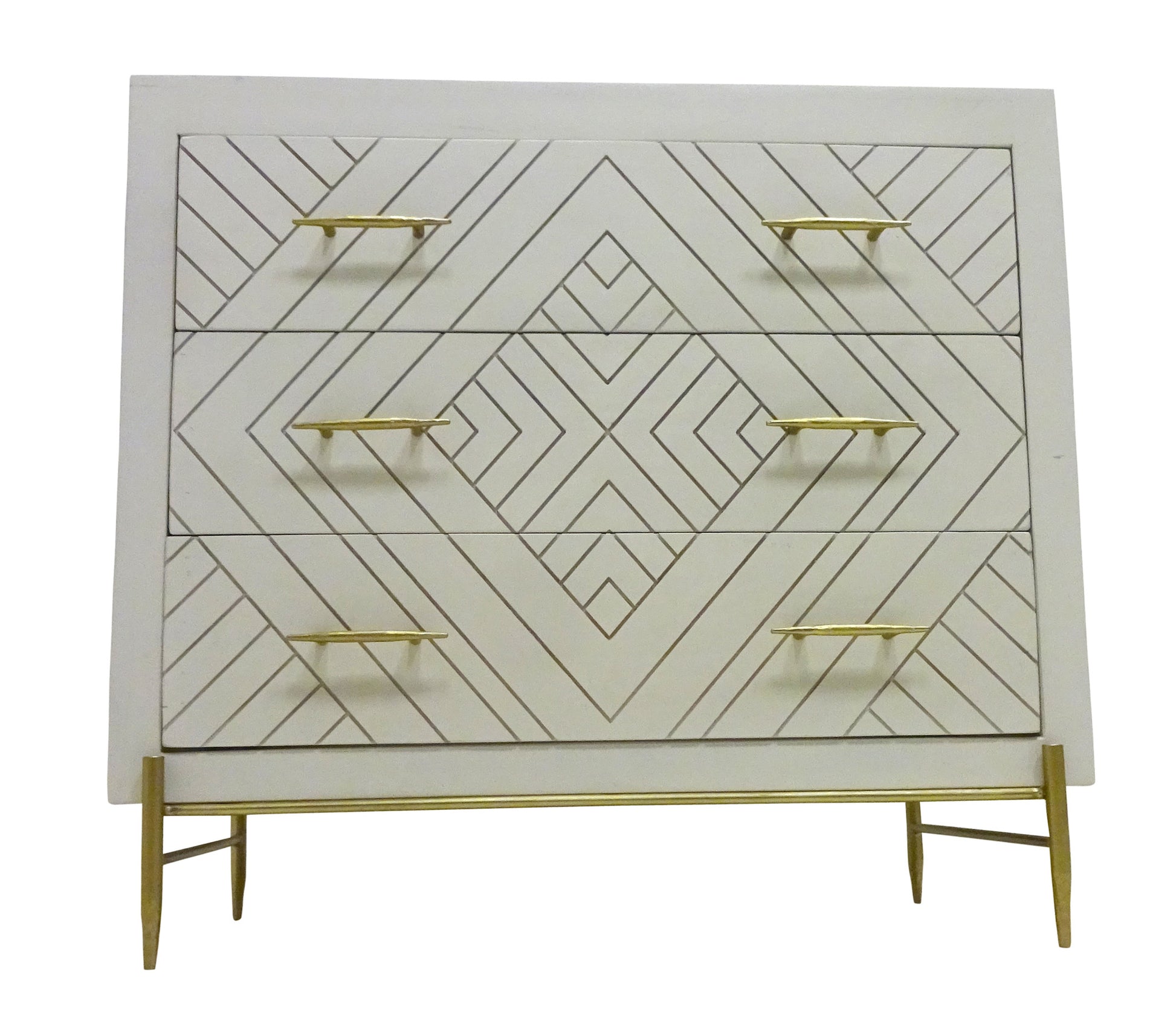 Ivory Solid Wood Three Drawer Dresser image 2