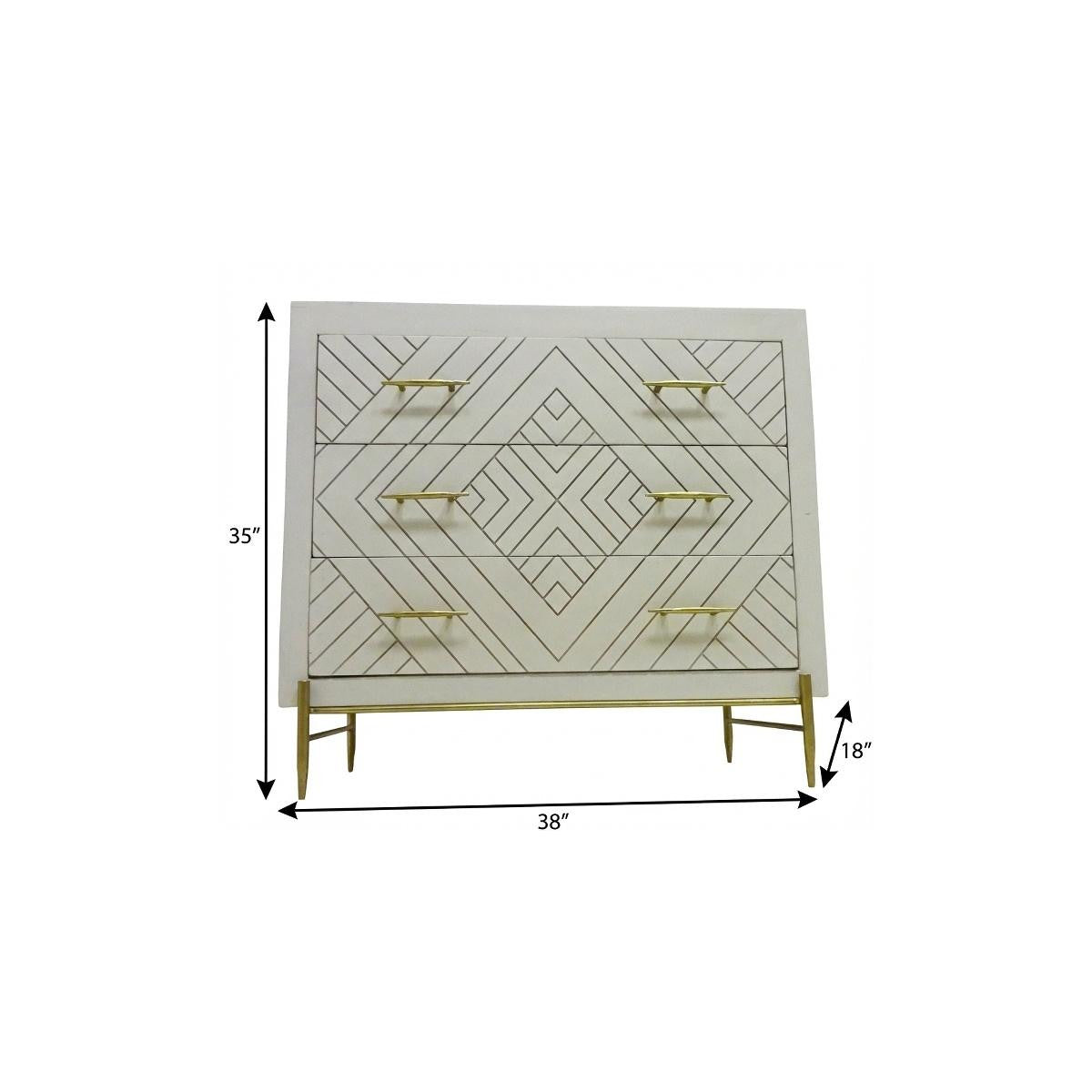 Ivory Solid Wood Three Drawer Dresser image 6