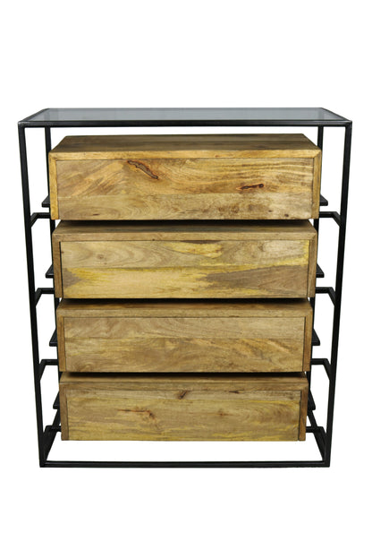 Beige Wood 4-Drawer Chest