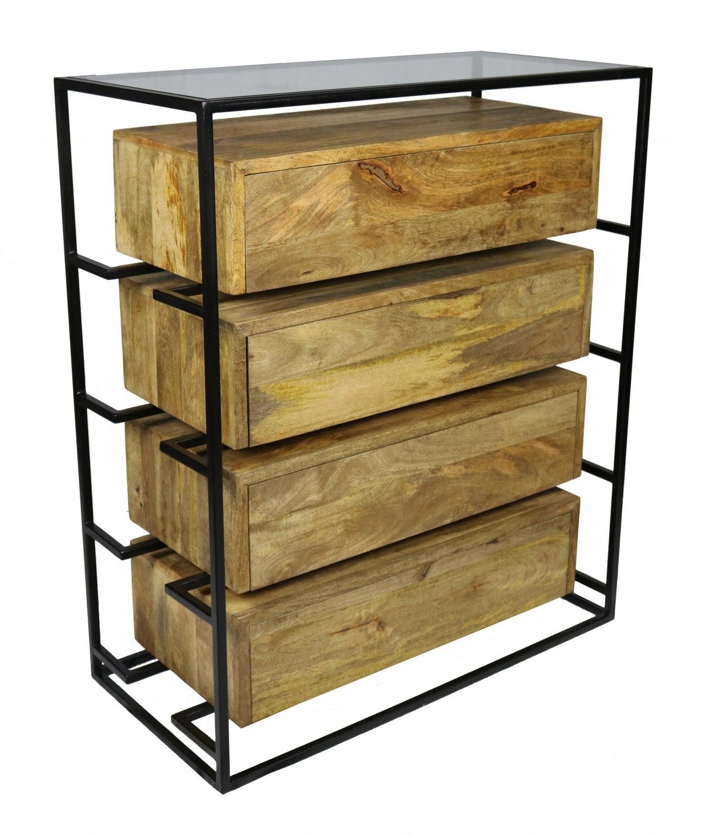 Beige Wood 4-Drawer Chest
