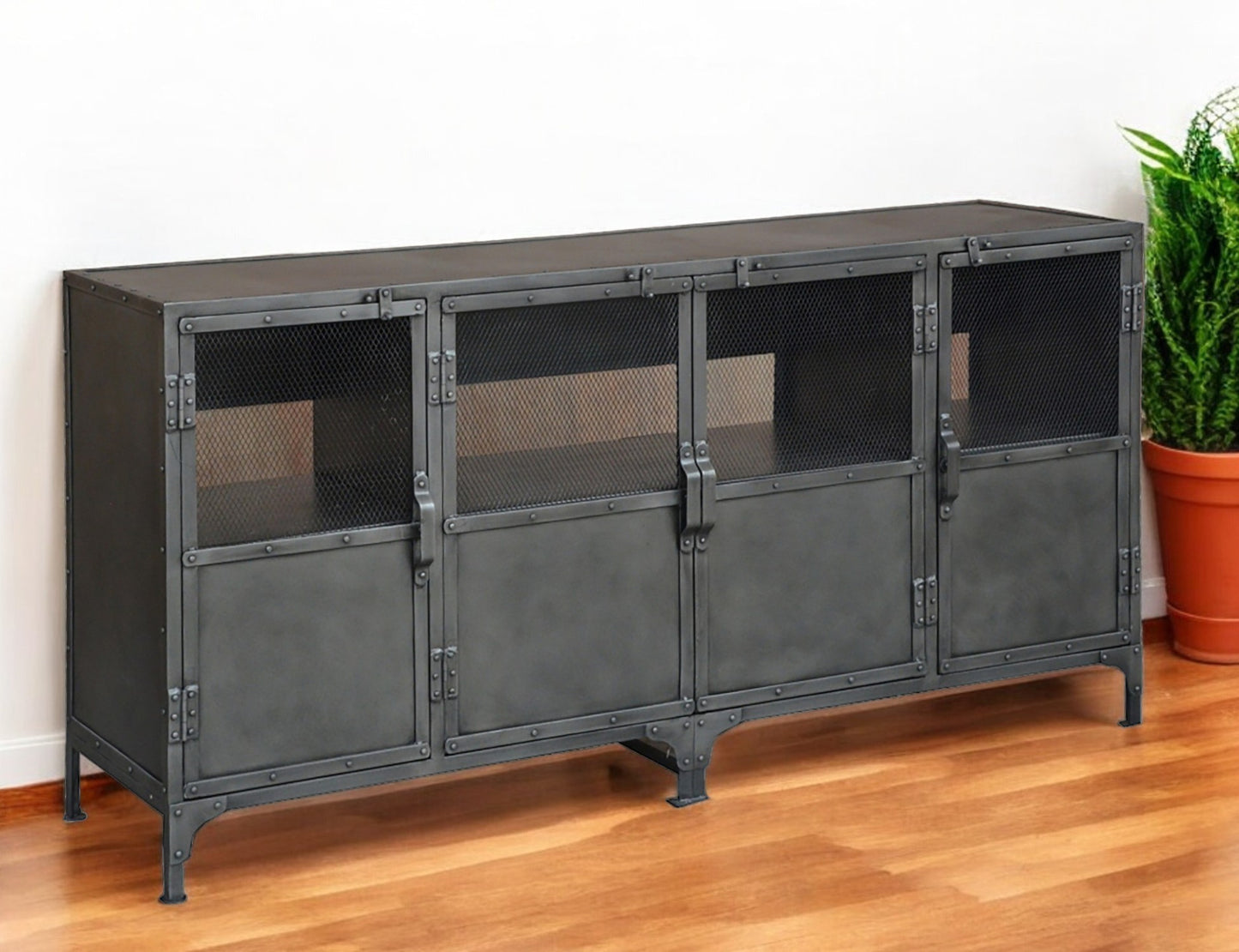 Dark Grey Metal Media Console