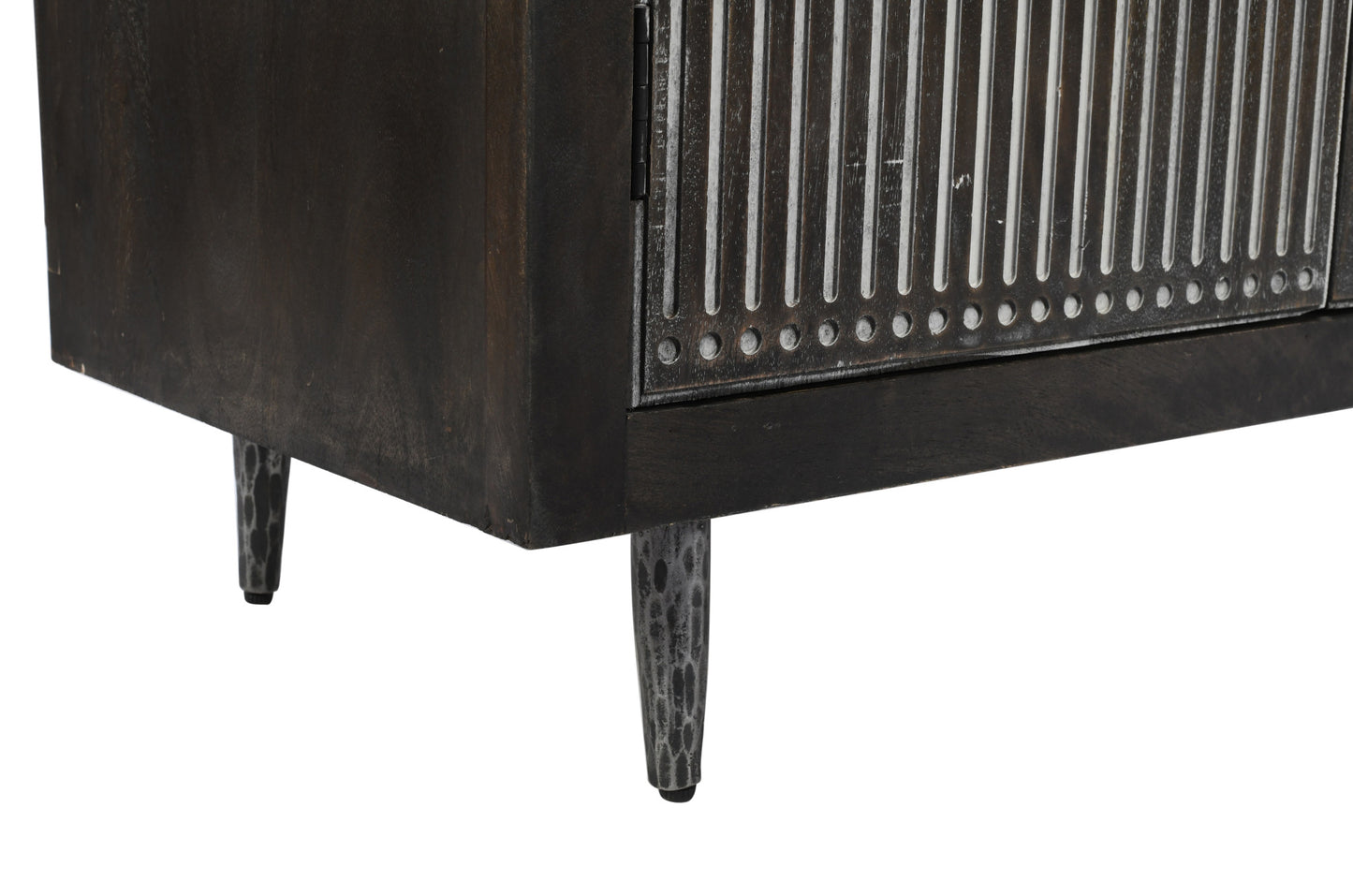 Dark Brown Carved Distressed Solid Wood Media Console