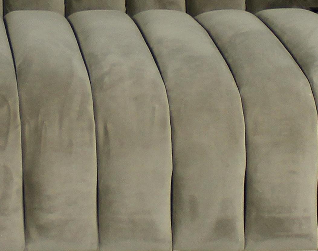 Gray Brown Velvet Sofa & Toss Pillows With Gold Legs