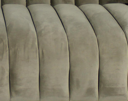 Gray Brown Velvet Sofa & Toss Pillows With Gold Legs