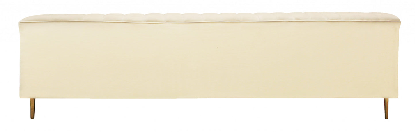 Ivory Velvet Sofa & Toss Pillows With Gold Legs