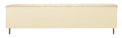 Ivory Velvet Sofa & Toss Pillows With Gold Legs