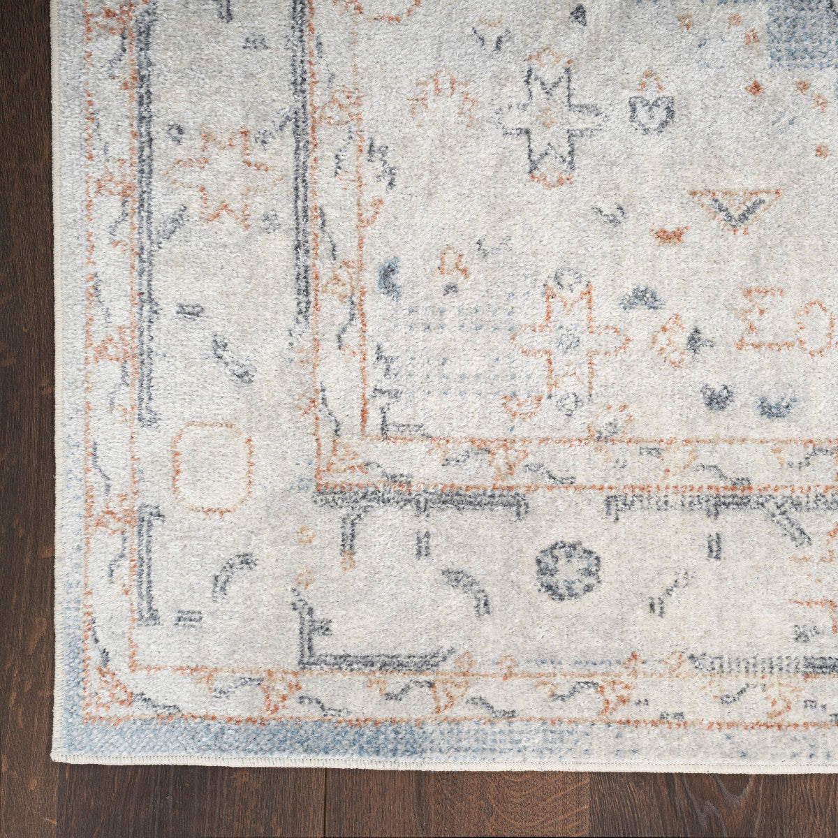Nourison Astra Light Blue Pet Friendly Machine Washable Rug - Corner