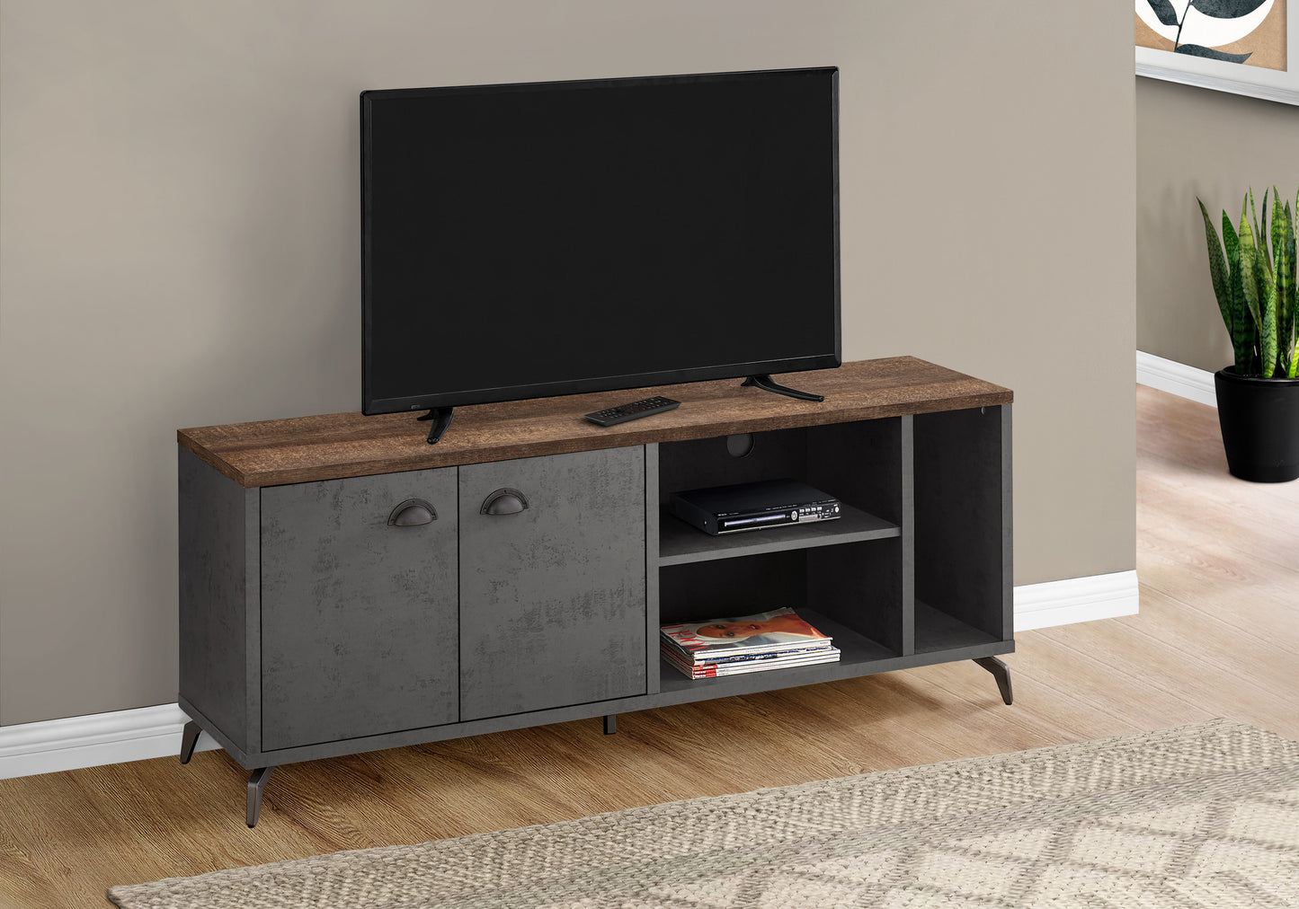 Brown & Grey Distressed Reclaimed Wood Media Console