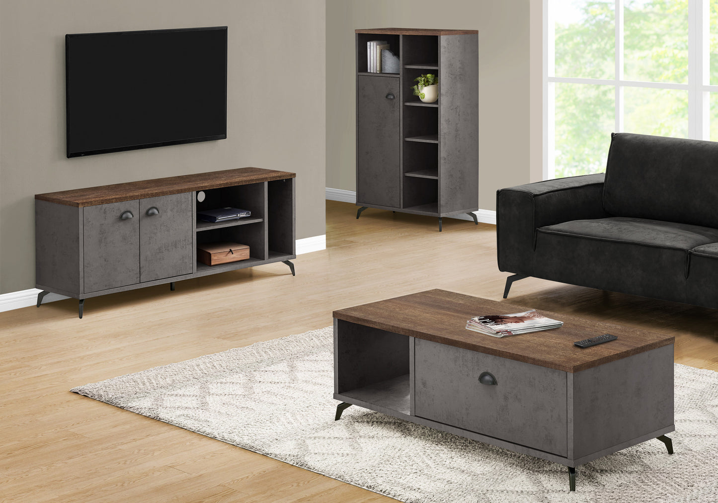Brown & Grey Distressed Reclaimed Wood Media Console